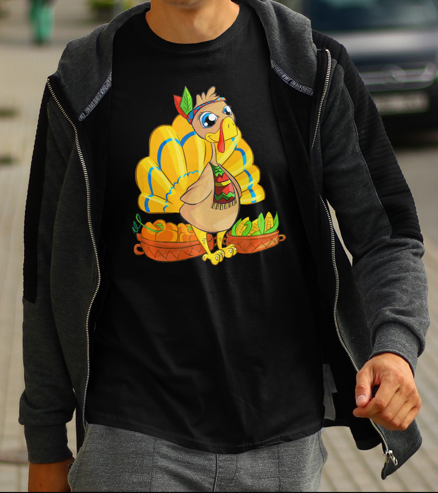 Thanksgiving Turkey Cartoon Harvest Cornucopia T-Shirt