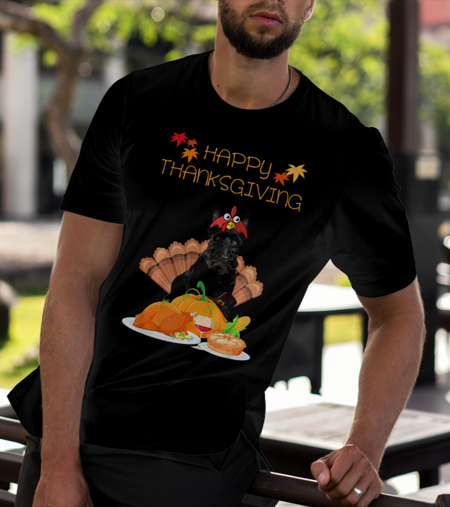 Happy Thanksgiving Day Scottish Terrier Turkey Feast T-Shirt