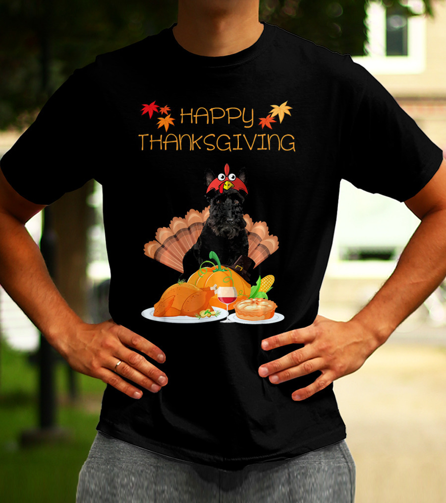 Happy Thanksgiving Day Scottish Terrier Turkey Feast T-Shirt