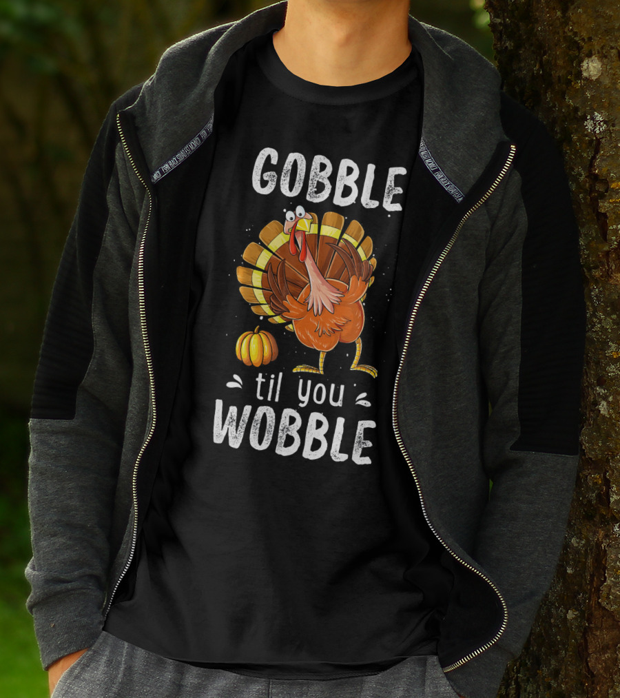 Gobble Til You Wobble Turkey Pumpkin T-Shirt