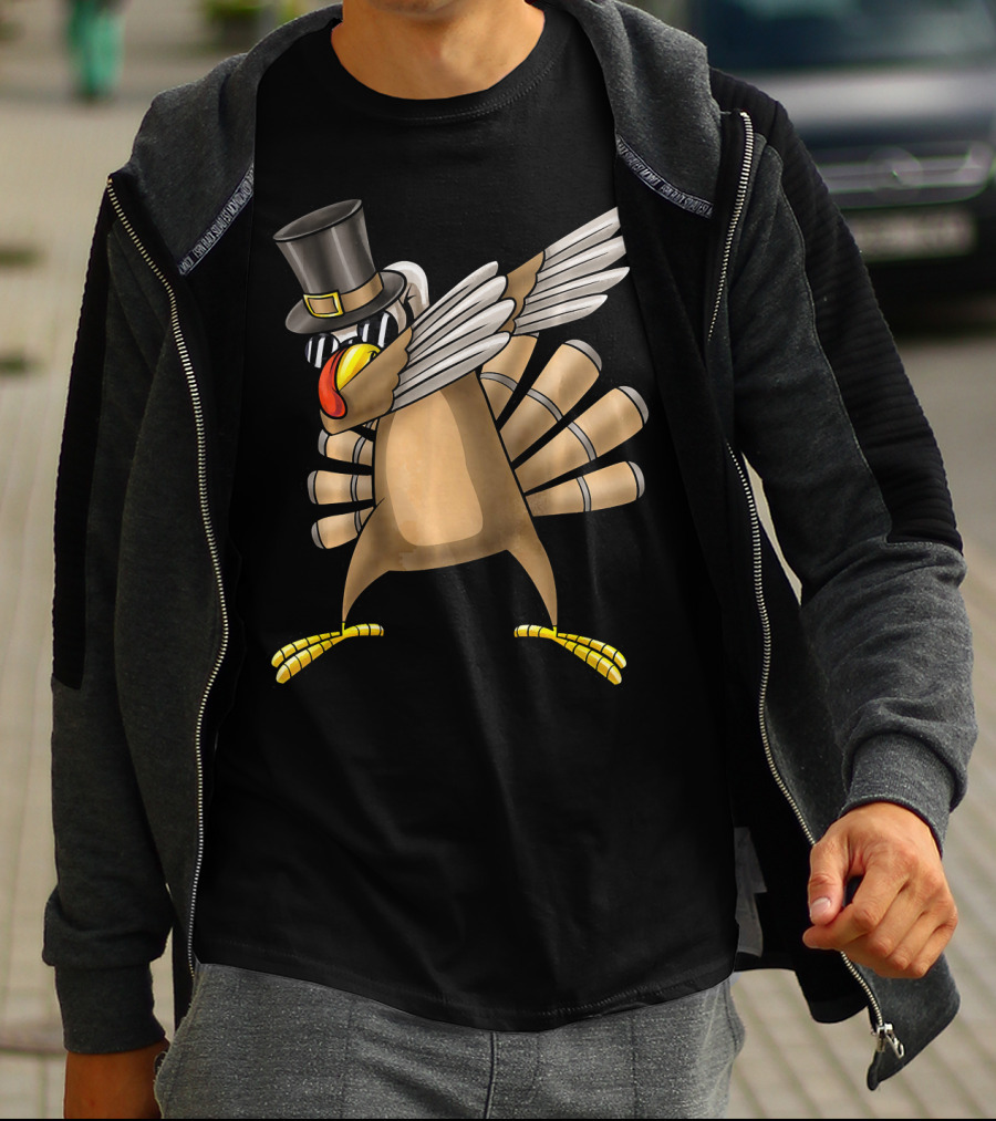 Top Hat Dabbing Turkey Thanksgiving T-Shirt
