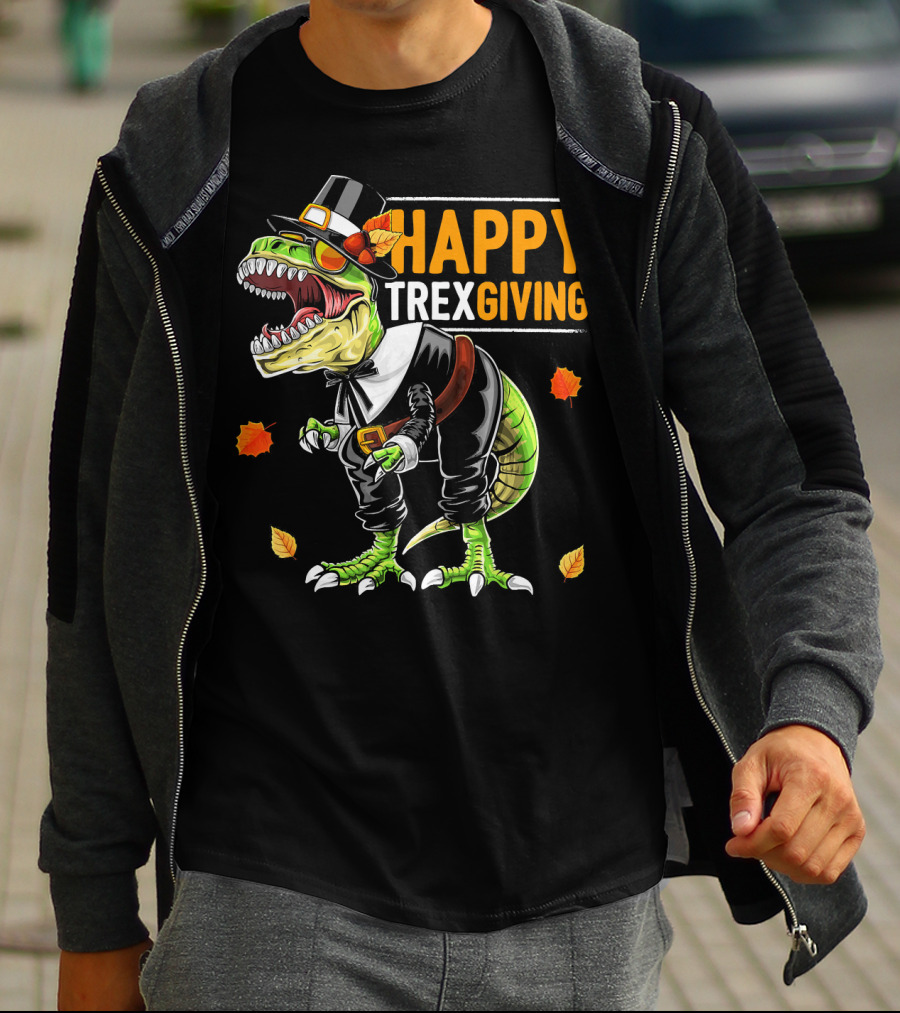 HAPPY TREXGIVING Dinosaur Pilgrim Thanksgiving T-Shirt