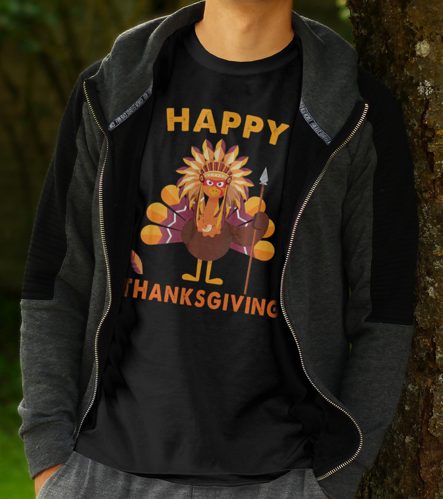 Happy Thanksgiving Native American Indian Turkey T-Shirt
