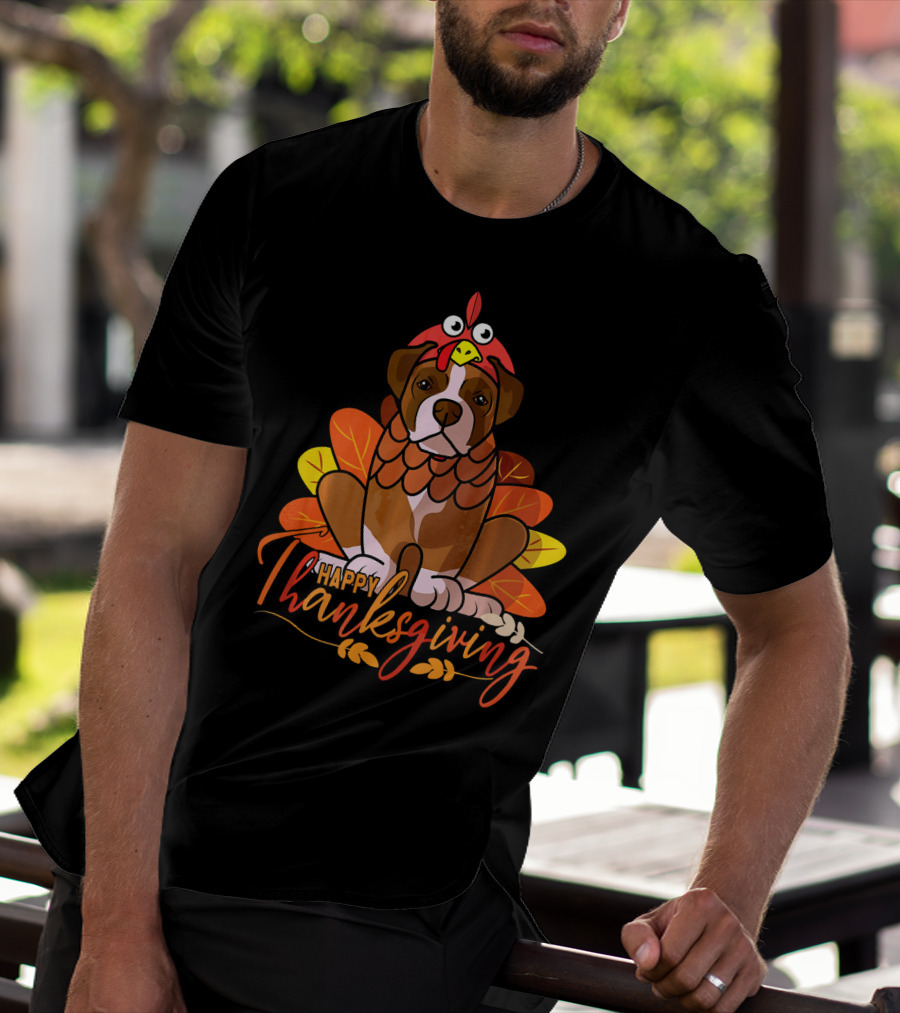 Happy Thanksgiving Boxer Dog Turkey Costume T-Shirt