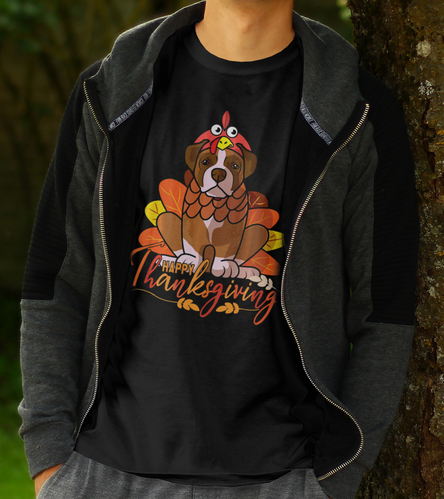 Happy Thanksgiving Boxer Dog Turkey Costume T-Shirt