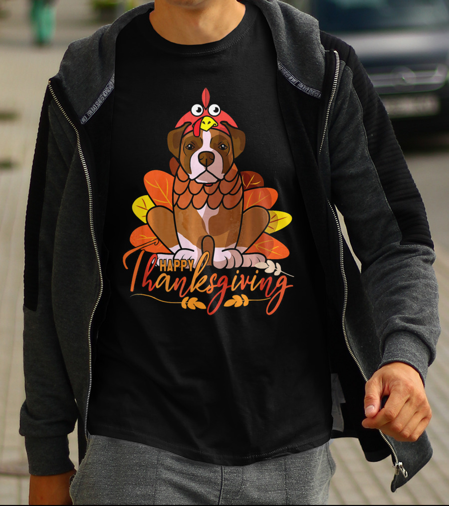 Happy Thanksgiving Boxer Dog Turkey Costume T-Shirt