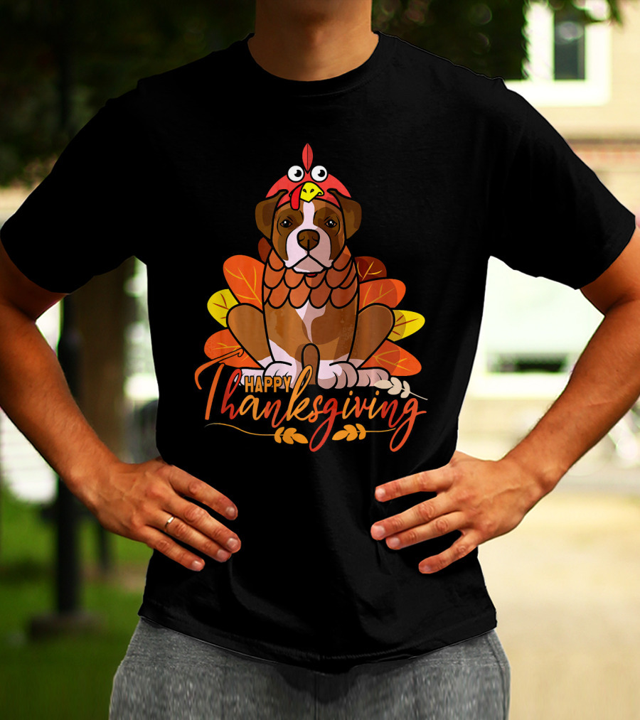 Happy Thanksgiving Boxer Dog Turkey Costume T-Shirt