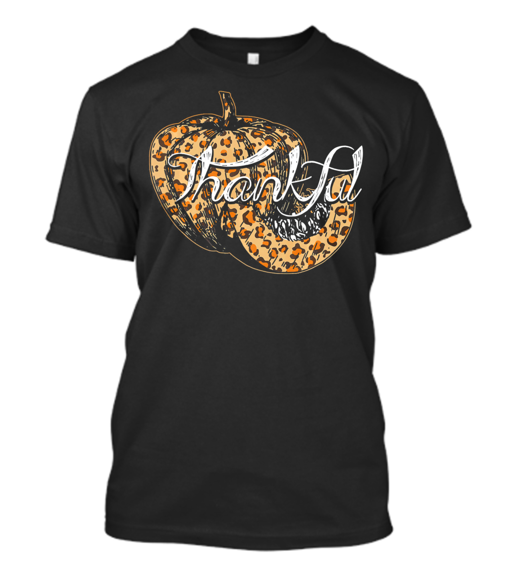 Thankful Pumpkin Leopard Print Fall T-Shirt