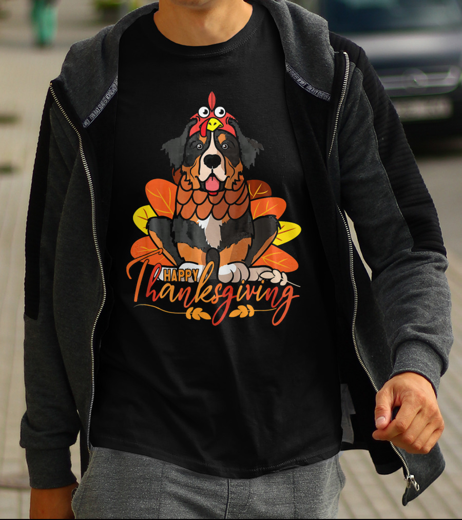 Happy Thanksgiving Funny Bernese Mountain Dog T-Shirt