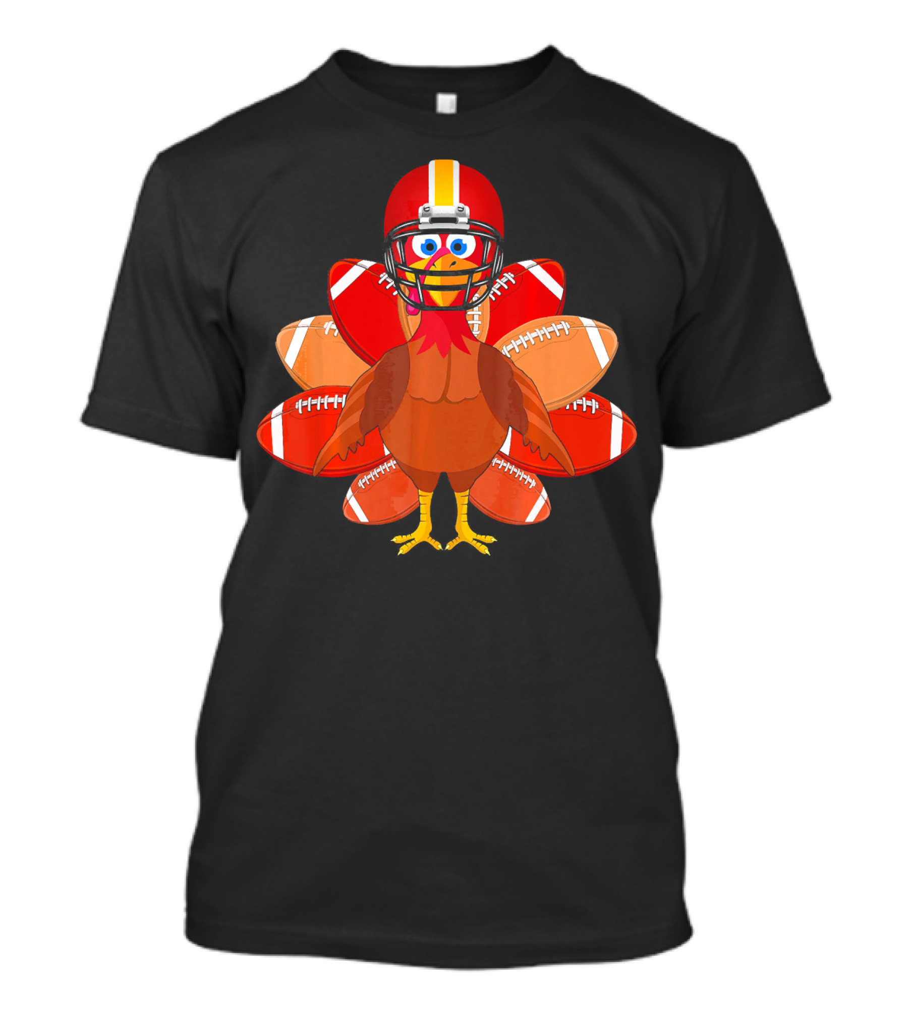 Turkey With Football Helmet Thankful Thanksgiving Football T-Shirt