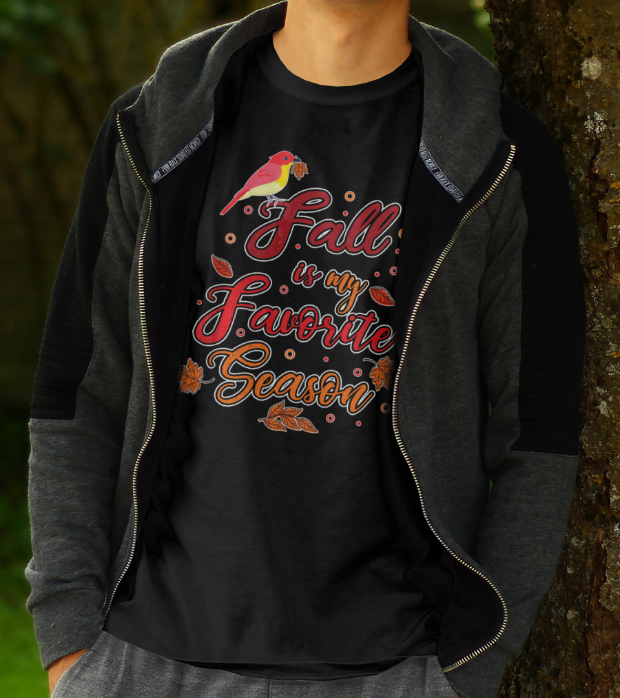 Fall Is My Favorite Season Autumn Harvest Bird And Leaves T-Shirt