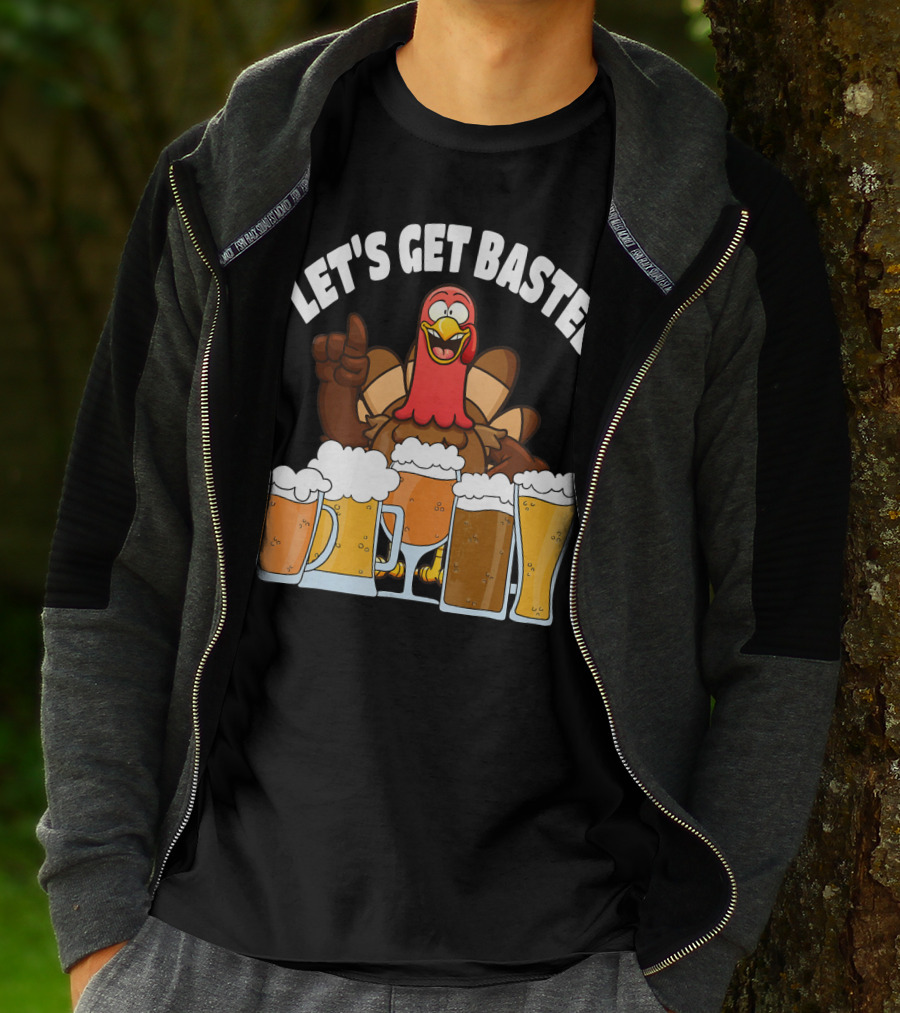 LET'S GET BASTED Turkey With Beer Glasses T-Shirt