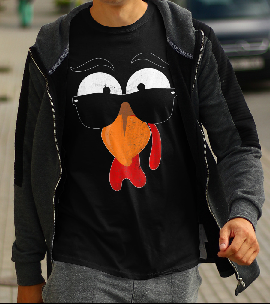 Funny Turkey Face Costume Thanksgiving Humor T-Shirt
