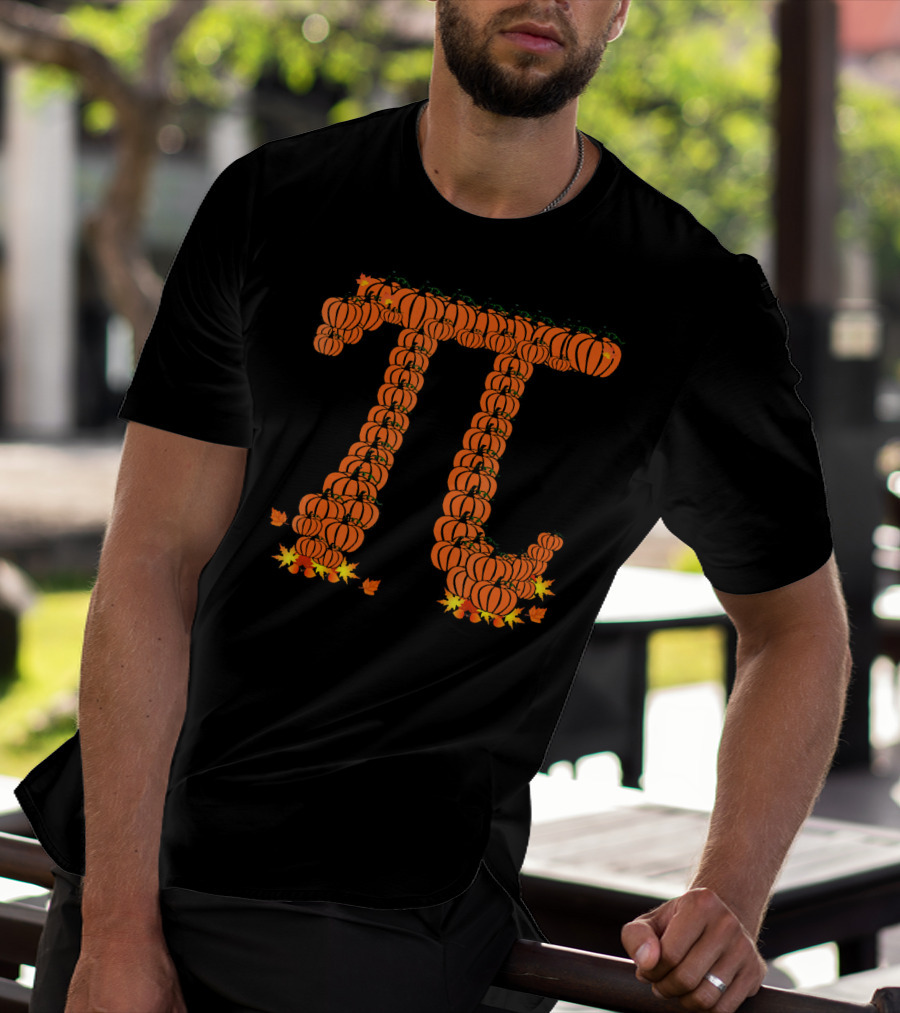 Pumpkin Pi Autumn Pattern With Leaves T-Shirt