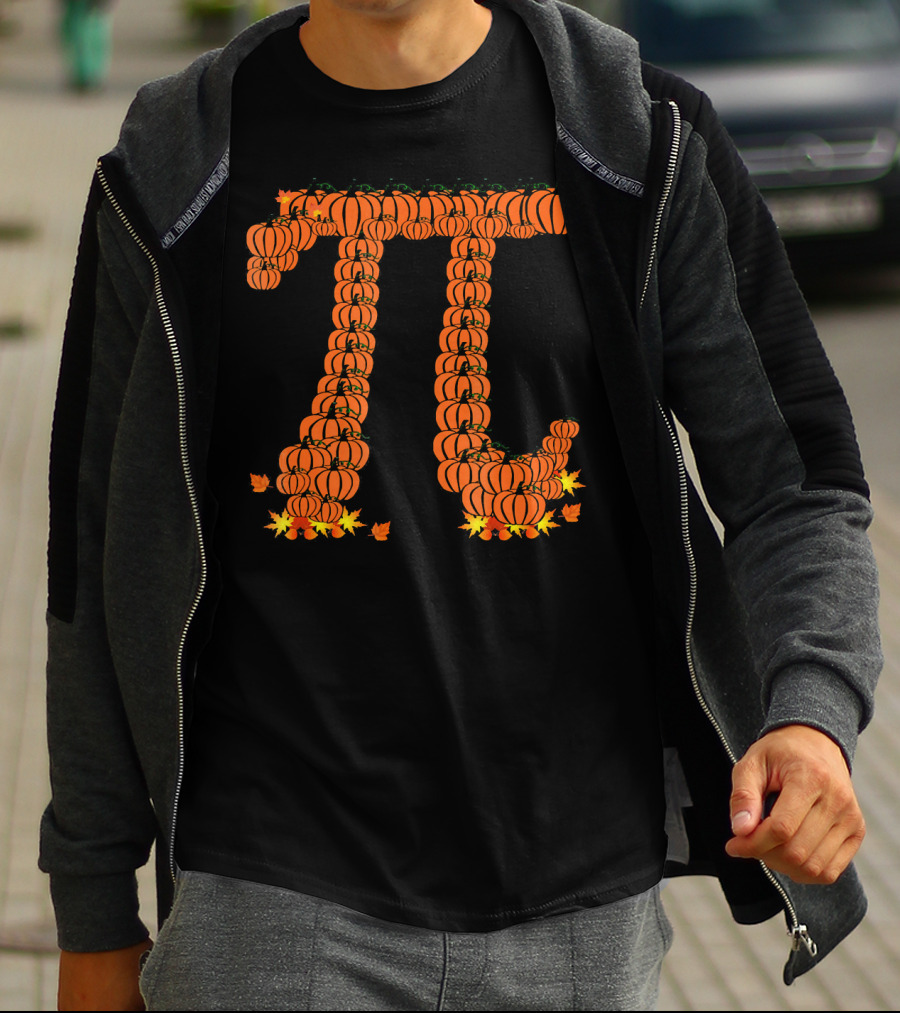 Pumpkin Pi Autumn Pattern With Leaves T-Shirt