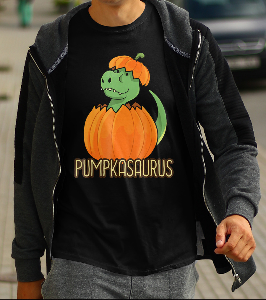 Pumpkasaurus Halloween Thanksgiving Dinosaur In Pumpkin T-Shirt