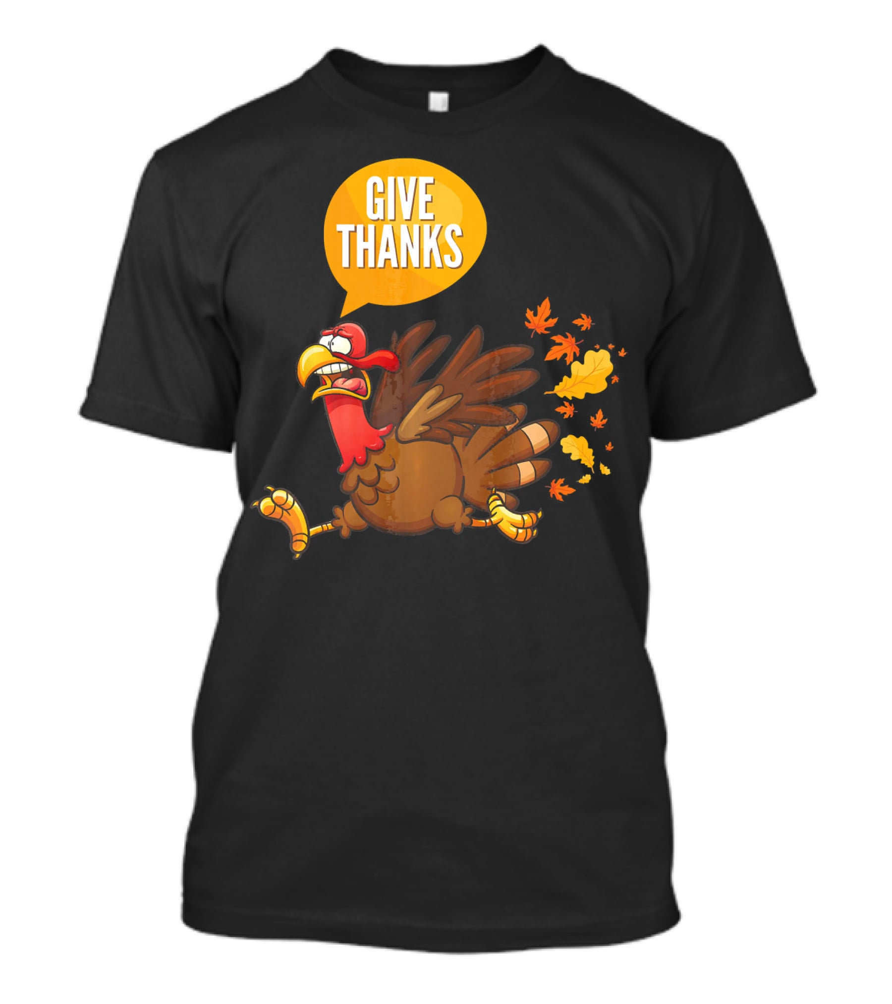 Give Thanks Thanksgiving Turkey Leaves T-Shirt