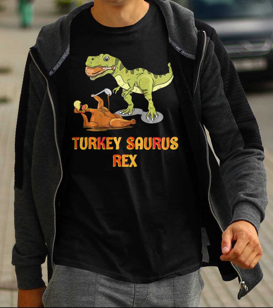 Thanksgiving Turkey Saurus Rex Dinosaur Humor T-Shirt