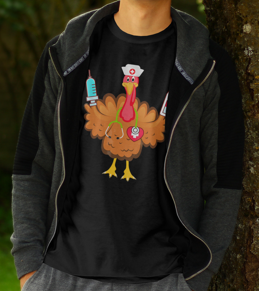 Nurse Turkey Stethoscope Syringe Nurse Hat Medical Humor T-Shirt