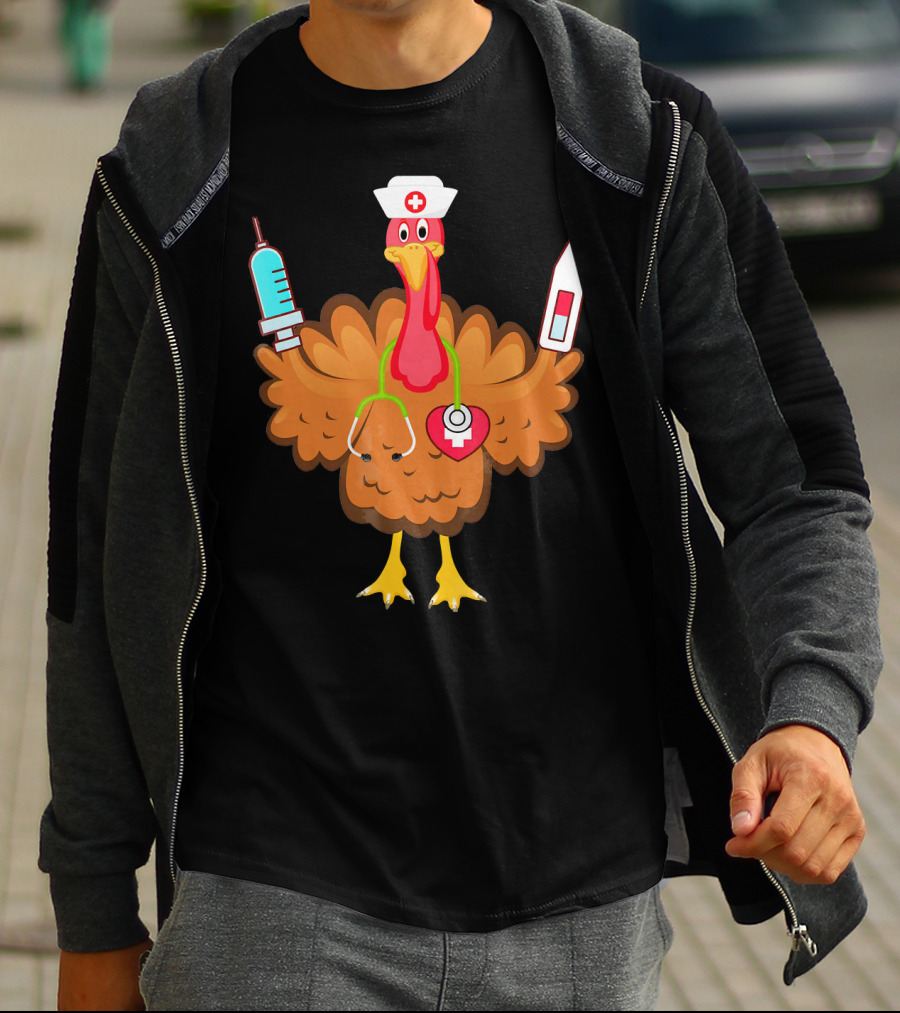 Nurse Turkey Stethoscope Syringe Nurse Hat Medical Humor T-Shirt