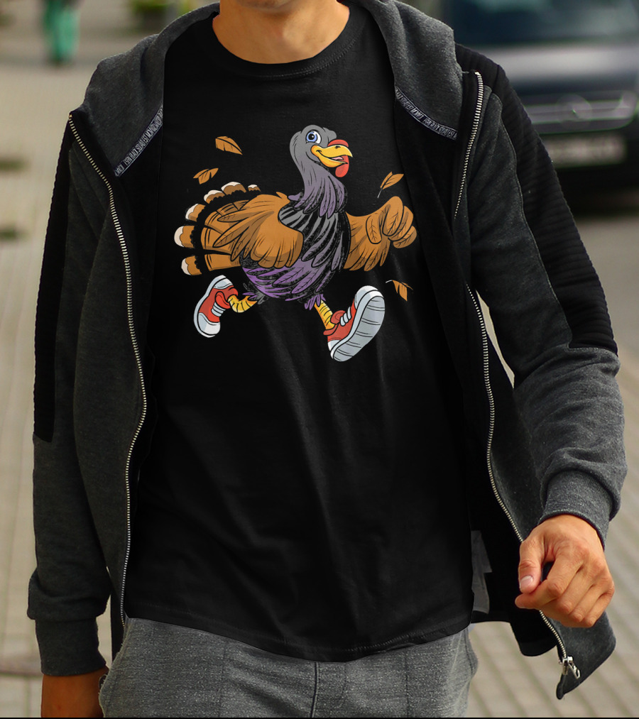 Thanksgiving Fun Running Turkey In Sneakers T-Shirt