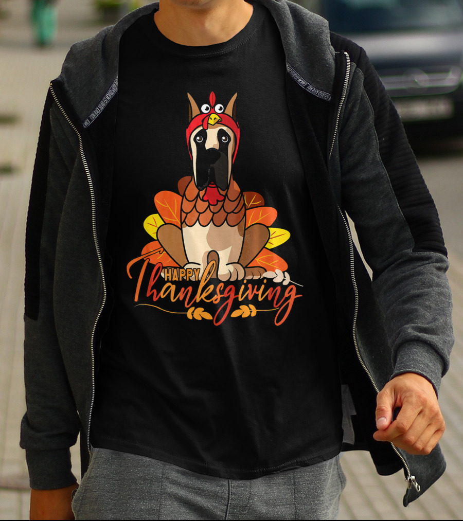 Happy Thanksgiving Funny Great Dane Turkey Costume T-Shirt
