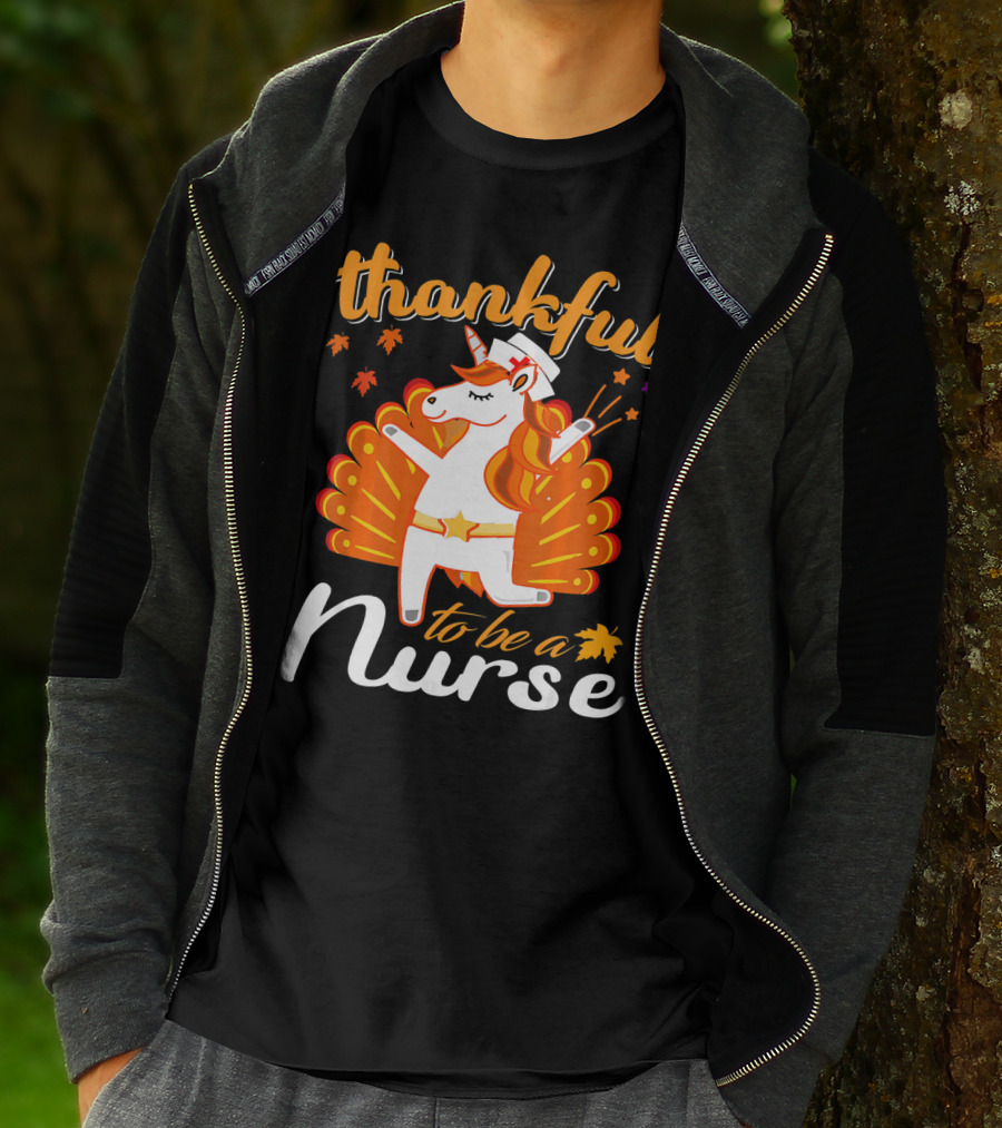 Thankful To Be A Nurse Thanksgiving Unicorn T-Shirt