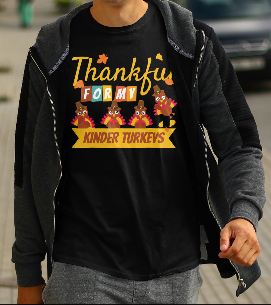Thankful For My Kinder Turkeys Kid's Thanksgiving T-Shirt