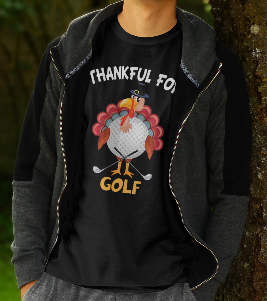 Thankful For Golf Turkey Thanksgiving T-Shirt