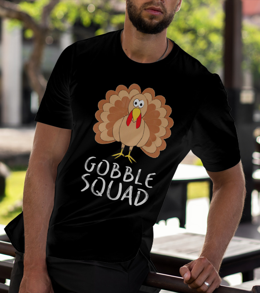 Gobble Squad Cute Turkey Trot Thankful Turkey T-Shirt