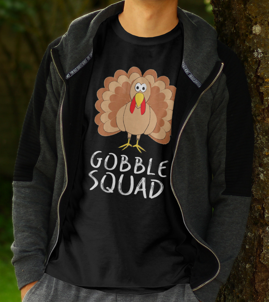 Gobble Squad Cute Turkey Trot Thankful Turkey T-Shirt