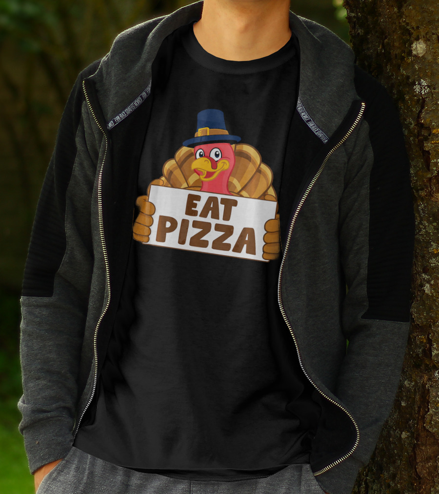 Funny Thanksgiving Turkey Eat Pizza T-Shirt