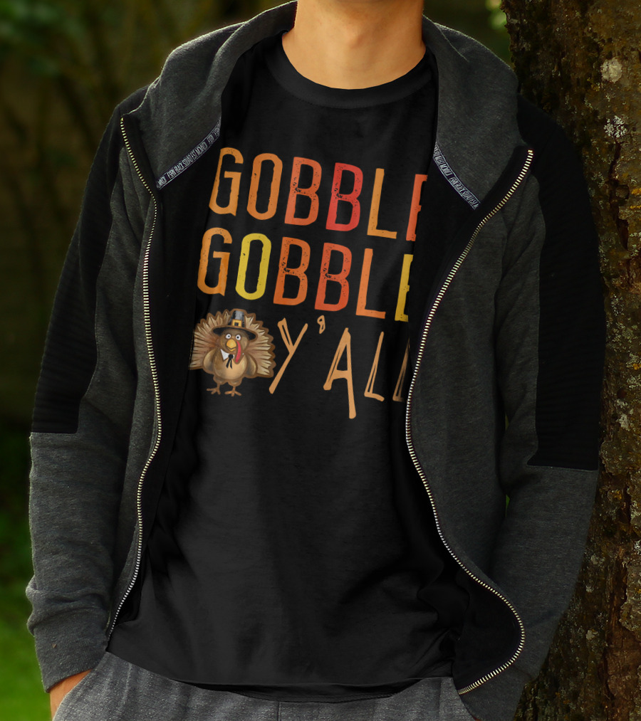 Gobble Gobble Y'all Funny Turkey Thanksgiving Pilgrim Hat T-Shirt