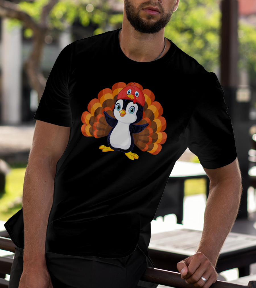 Turkey Penguin Thanksgiving Hybrid Character T-Shirt