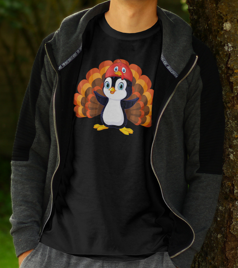 Turkey Penguin Thanksgiving Hybrid Character T-Shirt