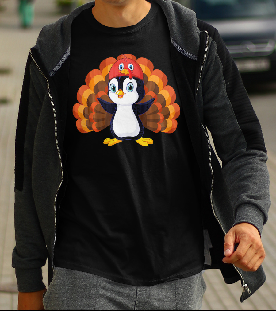 Turkey Penguin Thanksgiving Hybrid Character T-Shirt