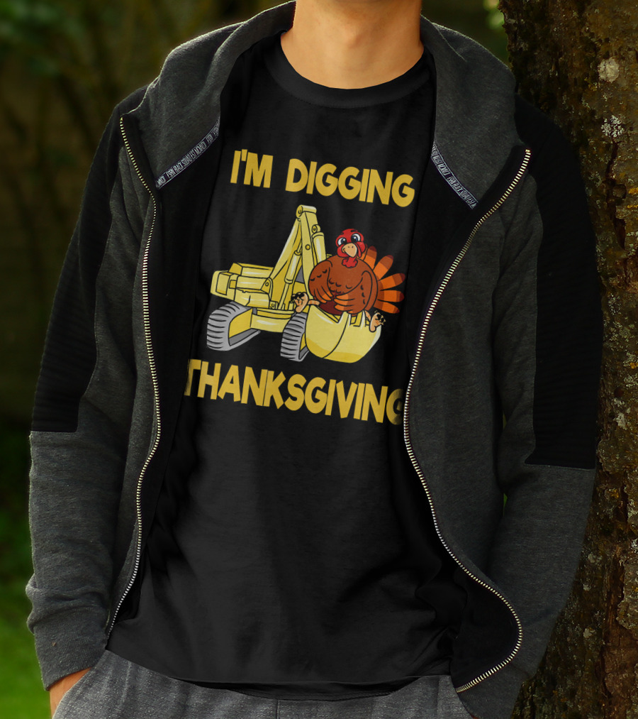 I'm Digging Thanksgiving Kids Excavator Turkey T-Shirt