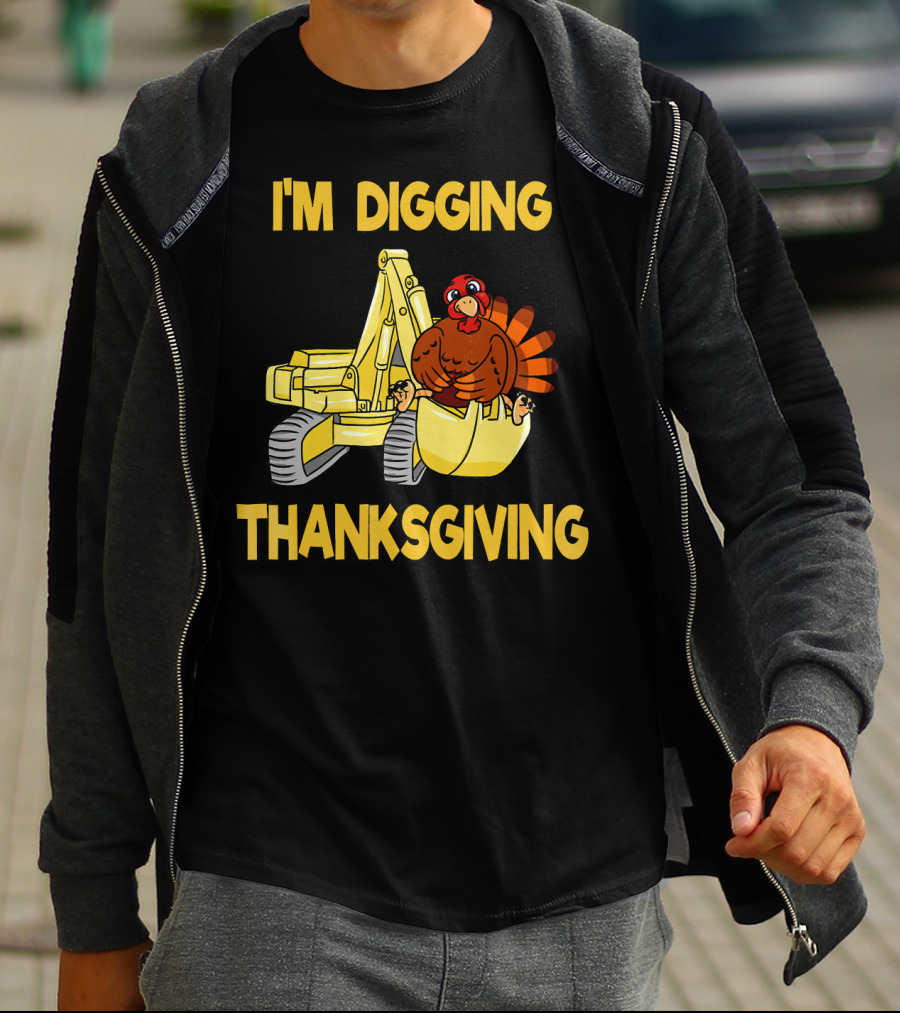I'm Digging Thanksgiving Kids Excavator Turkey T-Shirt
