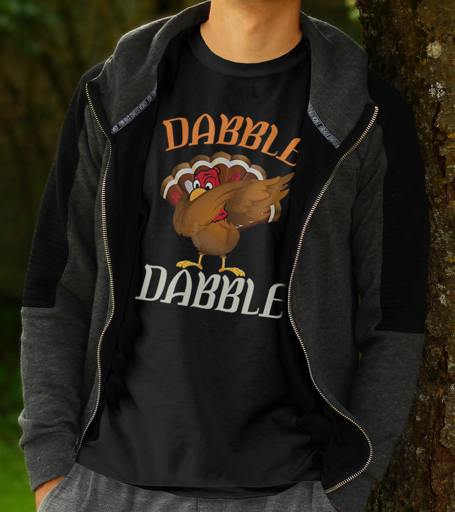 Dabble Dabble Funny Thanksgiving Dabbing Turkey T-Shirt