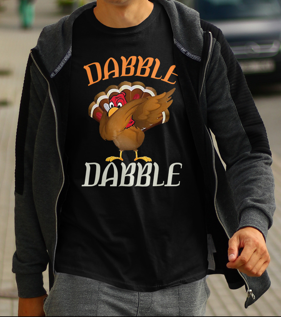Dabble Dabble Funny Thanksgiving Dabbing Turkey T-Shirt