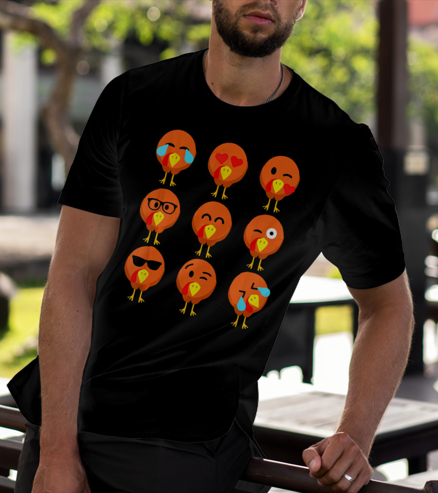 Thanksgiving Turkey Face Emojis With Funny Expressions T-Shirt