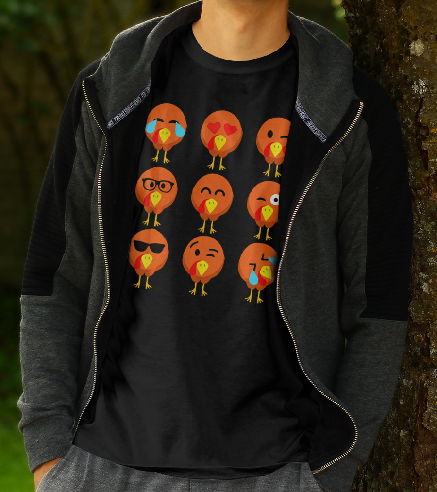 Thanksgiving Turkey Face Emojis With Funny Expressions T-Shirt