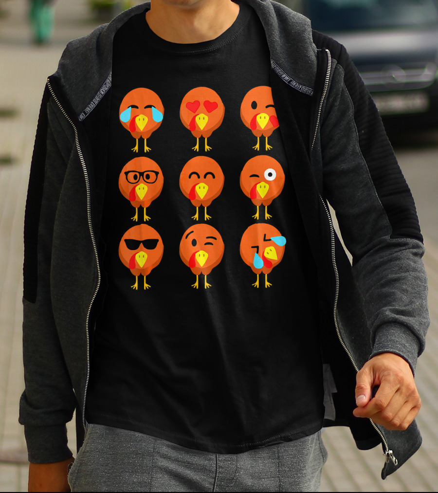 Thanksgiving Turkey Face Emojis With Funny Expressions T-Shirt