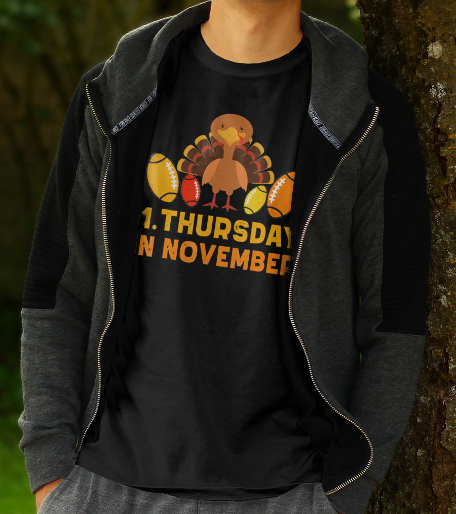 4 Thursday In November Funny Turkey Football T-Shirt