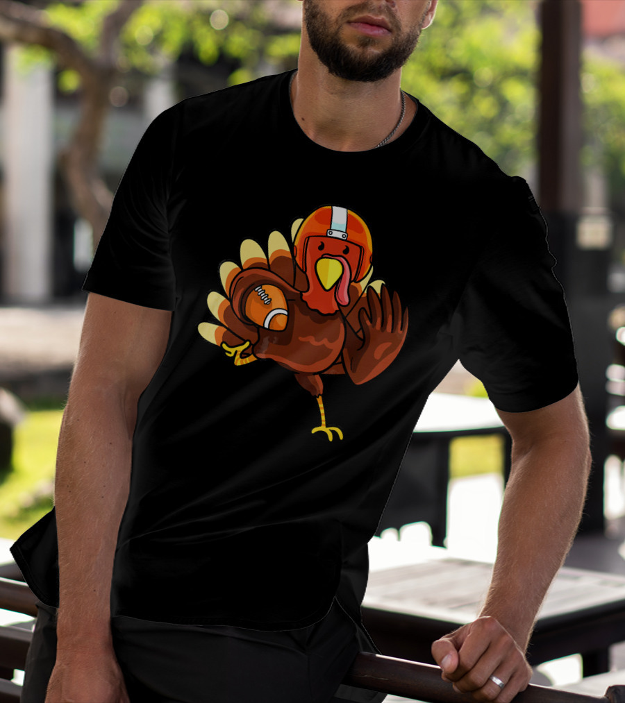 Thanksgiving Turkey In Football Gear Cute Football T-Shirt