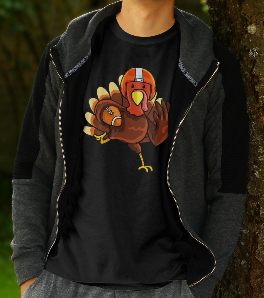 Thanksgiving Turkey In Football Gear Cute Football T-Shirt