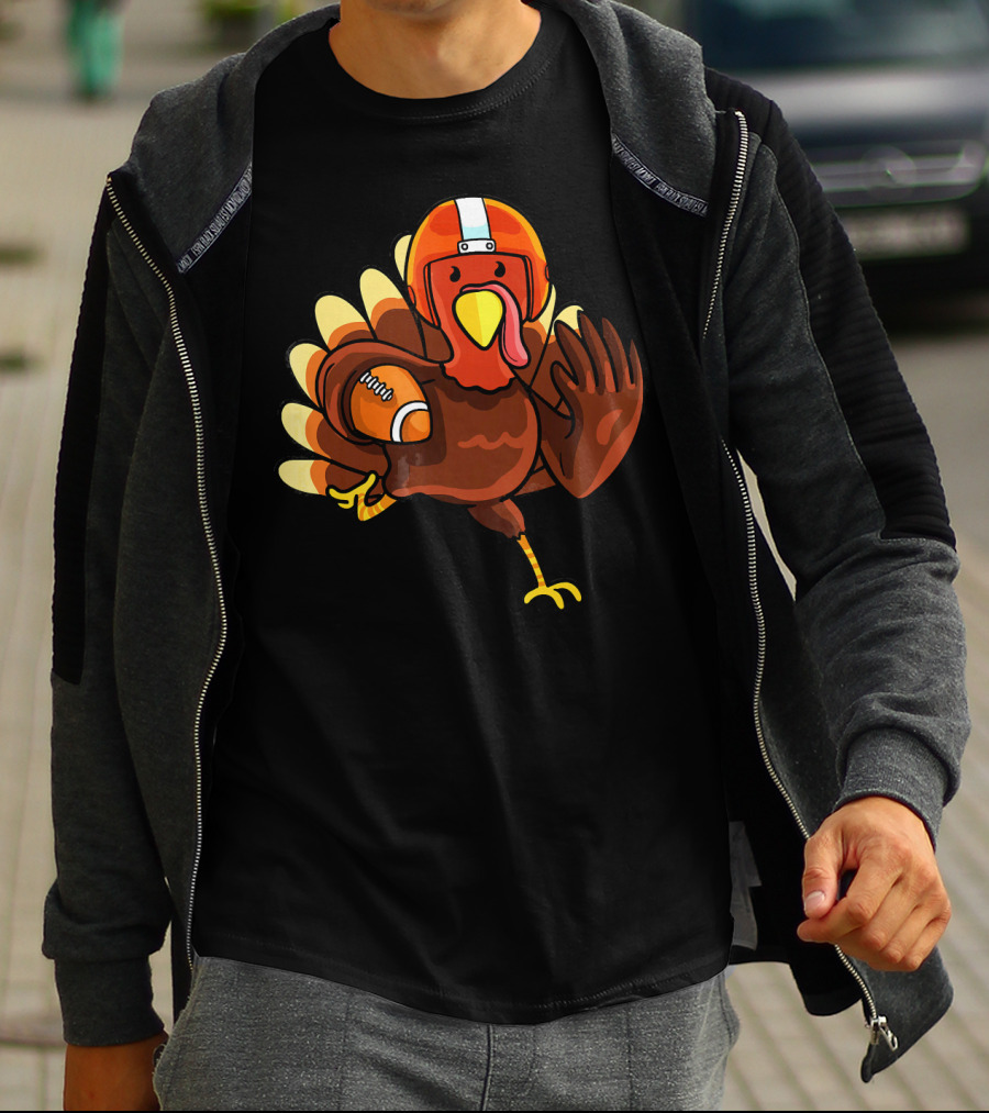 Thanksgiving Turkey In Football Gear Cute Football T-Shirt
