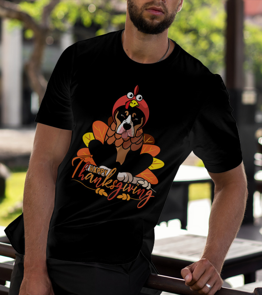 Happy Thanksgiving Funny Pitbull Dog Mom Turkey T-Shirt