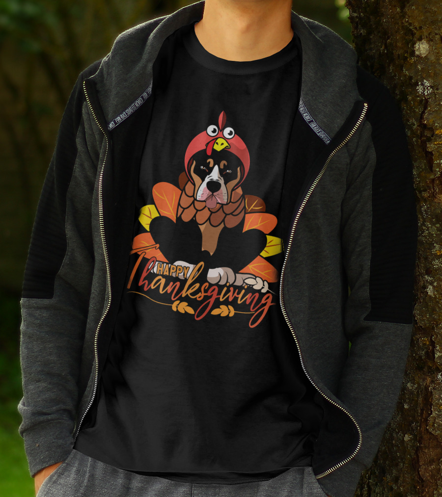 Happy Thanksgiving Funny Pitbull Dog Mom Turkey T-Shirt
