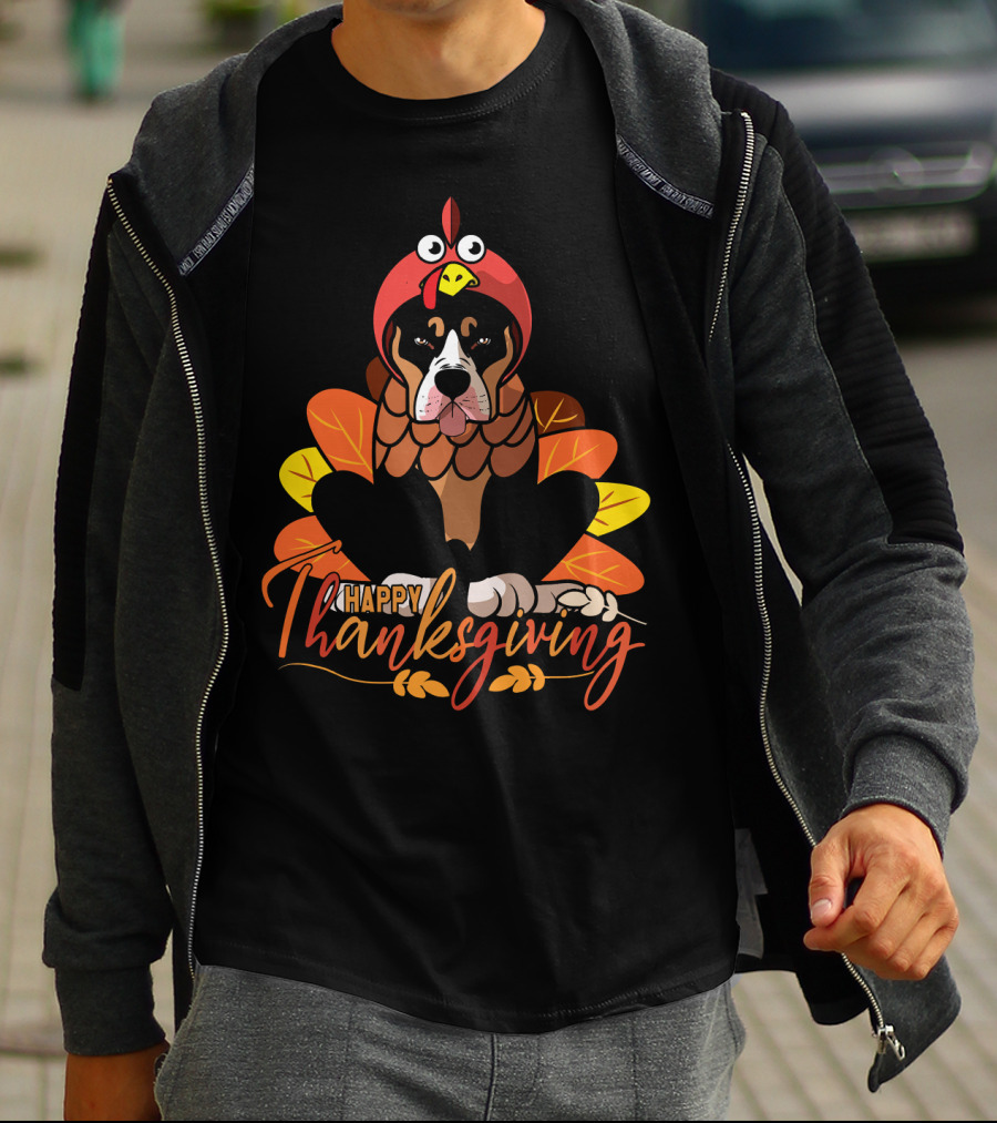 Happy Thanksgiving Funny Pitbull Dog Mom Turkey T-Shirt